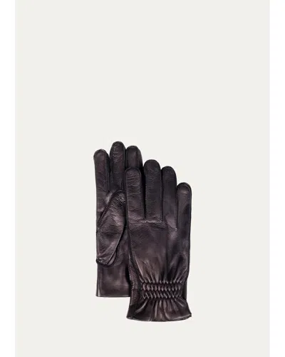 Bergdorf Goodman Men's Leather & Cashmere Gloves In Black