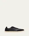 Bergdorf Goodman Men's Leather And Suede T-toe Low-top Sneakers In Black