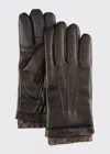 Bergdorf Goodman Men's Leather Gloves W/ Knit Lining In Black