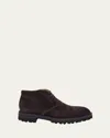 Bergdorf Goodman Men's Suede Lug-sole Chukka Boots In Dark Brown