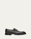 Bergdorf Goodman Men's Lug-sole Deerskin Leather Loafers