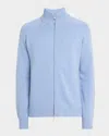 Bergdorf Goodman Men's Mouline Full-zip Sweater In Blue
