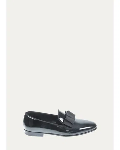 Bergdorf Goodman Men's Patent Leather Grosgrain-bow Loafers In Multi