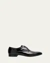 Bergdorf Goodman Men's Patent Leather Rubber-sole Derby Shoes In Black