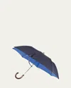 Bergdorf Goodman Men's Pindot Folding Umbrella W/ Chestnut Handle In Navy