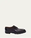 Bergdorf Goodman Men's Lug-sole Calfskin Derby Shoes In Dark Brown