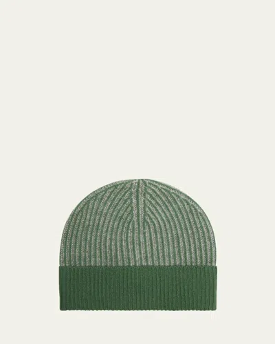 Bergdorf Goodman Men's Rib-knit Cashmere Beanie Hat In Green