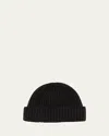 Bergdorf Goodman Men's Rib-knit Cashmere Beanie Hat In Black