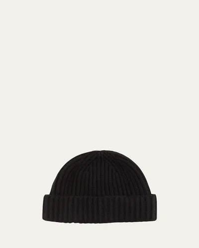 Bergdorf Goodman Men's Rib-knit Cashmere Beanie Hat In Black