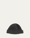 Bergdorf Goodman Men's Rib-knit Cashmere Beanie Hat In Charcoal