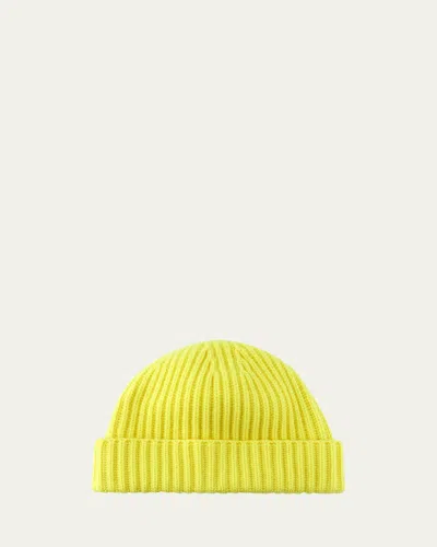 Bergdorf Goodman Men's Rib-knit Cashmere Beanie Hat In Citronella