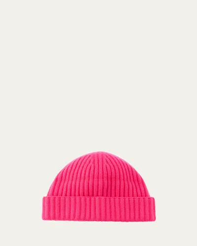 Bergdorf Goodman Men's Rib-knit Cashmere Beanie Hat In Pink