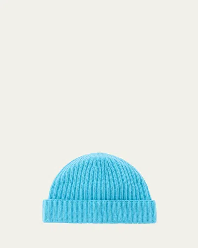 Bergdorf Goodman Men's Rib-knit Cashmere Beanie Hat In Blue