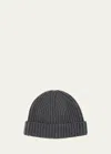 Bergdorf Goodman Men's Rib-knit Cashmere Beanie Hat In Navy