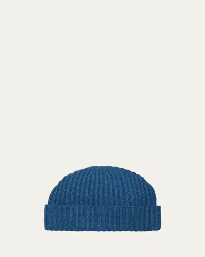 Bergdorf Goodman Men's Rib-knit Cashmere Beanie Hat In Palace Blue