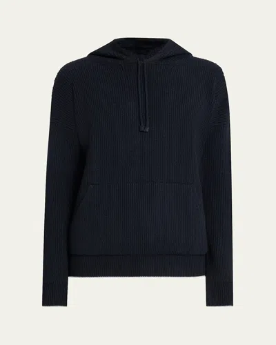 Bergdorf Goodman Men's Ribbed Silk-cotton Hoodie In Navy