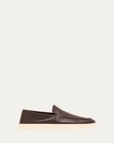 Bergdorf Goodman Men's Buffalo Leather Hybrid Sneaker Loafers In Espresso
