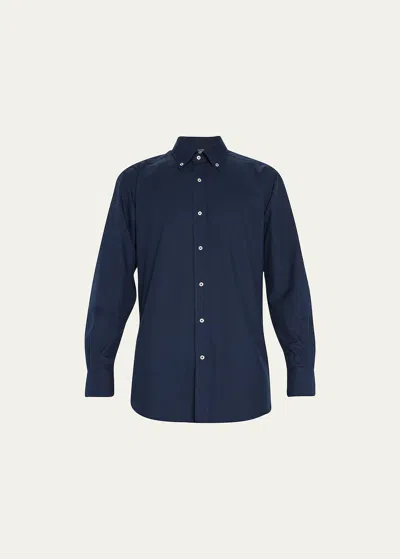Bergdorf Goodman Men's Sea Island Solid Sport Shirt In Navy