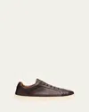 Bergdorf Goodman Men's Soft Leather Low-top Sneakers In Brown