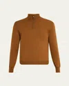 Bergdorf Goodman Men's Solid Cashmere Quarter-zip Sweater In Vicuna