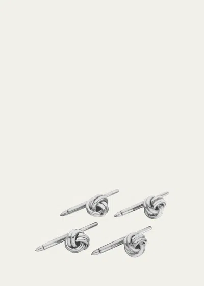 Bergdorf Goodman Men's Sterling Silver Knot Shirt Studs In White