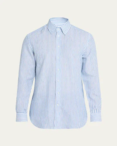 Bergdorf Goodman Men's Striped Cotton Button-down Shirt In Blue
