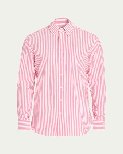 Bergdorf Goodman Men's Striped Cotton Button-down Shirt In Pink