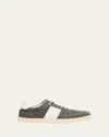 Bergdorf Goodman Men's Suede And Leather T-toe Low-top Sneakers In Stone/white