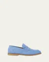 Bergdorf Goodman Men's Suede Flex Rubber Sole Penny Loafers In Blue