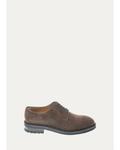 Bergdorf Goodman Men's Suede Derby Shoes In Gray