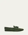 Bergdorf Goodman Men's Suede Tassel Home Slippers In Loden