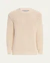Bergdorf Goodman Men's Summer Cotton Rib Crewneck Sweater In Natural