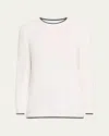 Bergdorf Goodman Men's Tipped Silk-cotton Rib Sweater In White