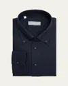 Bergdorf Goodman Men's Twill Flannel Button-collar Sport Shirt In Blue