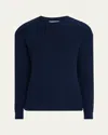 Bergdorf Goodman Men's Wide Rib Cotton Crewneck Sweater In Blue