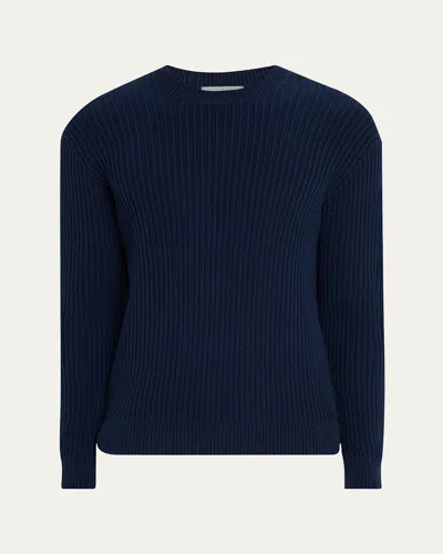 Bergdorf Goodman Men's Wide Rib Cotton Crewneck Sweater In Polinesia