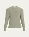 Bergdorf Goodman Men's Wide Rib Cotton Crewneck Sweater In Verde Nero