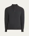 Bergdorf Goodman Men's Wool And Cashmere Rib Half-zip Sweater In Graphite