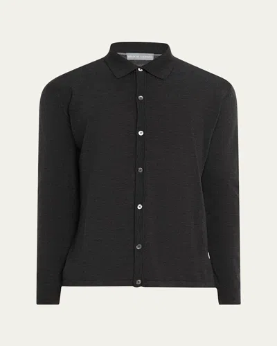 Bergdorf Goodman Men's Wool Overshirt Cardigan In Gray