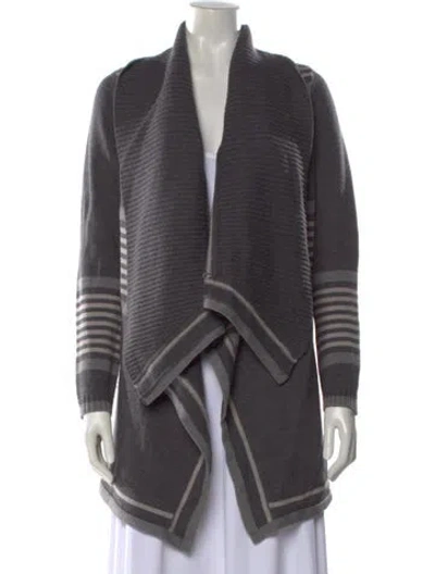 Pre-owned Bergdorf Goodman Merino Wool Striped Sweater In Gray