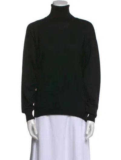 Pre-owned Bergdorf Goodman Merino Wool Turtleneck Sweater In Black