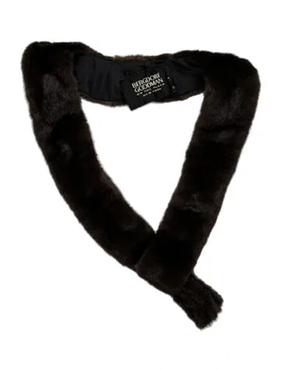 Pre-owned Bergdorf Goodman Mink Scarf In Brown