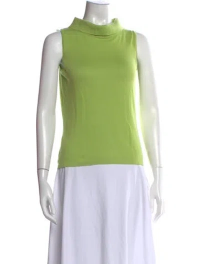 Pre-owned Bergdorf Goodman Mock Neck Sleeveless Top In Green