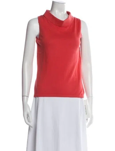 Pre-owned Bergdorf Goodman Mock Neck Sleeveless Top In Red