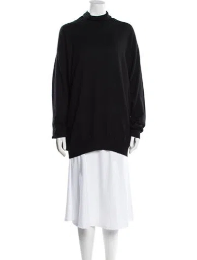 Pre-owned Bergdorf Goodman Mock Neck Sweater In Black