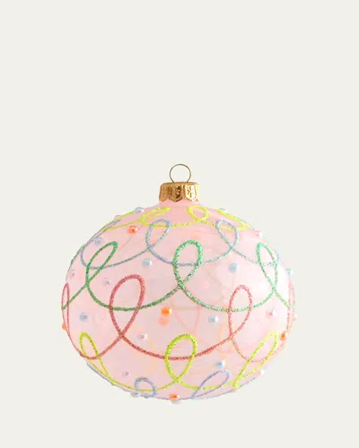 Bergdorf Goodman Multicolor Glitter Swirls Ball Ornament In Pink
