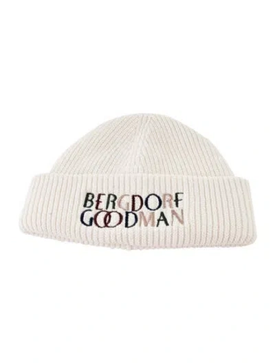 Pre-owned Bergdorf Goodman Neutral Embroidered Beanie