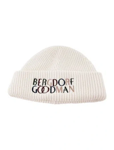 Pre-owned Bergdorf Goodman Neutral Embroidered Beanie