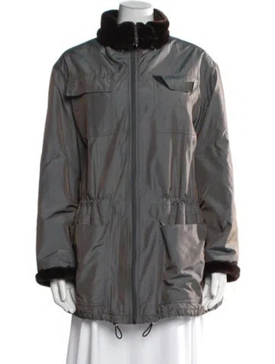 Pre-owned Bergdorf Goodman Nylon Parka In Grey