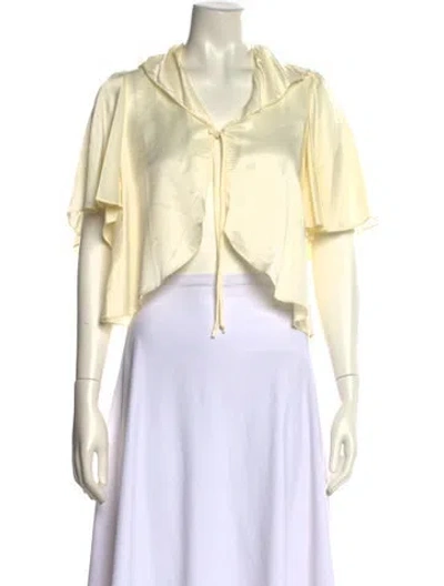 Pre-owned Bergdorf Goodman Nylon V-neck Crop Top In Yellow